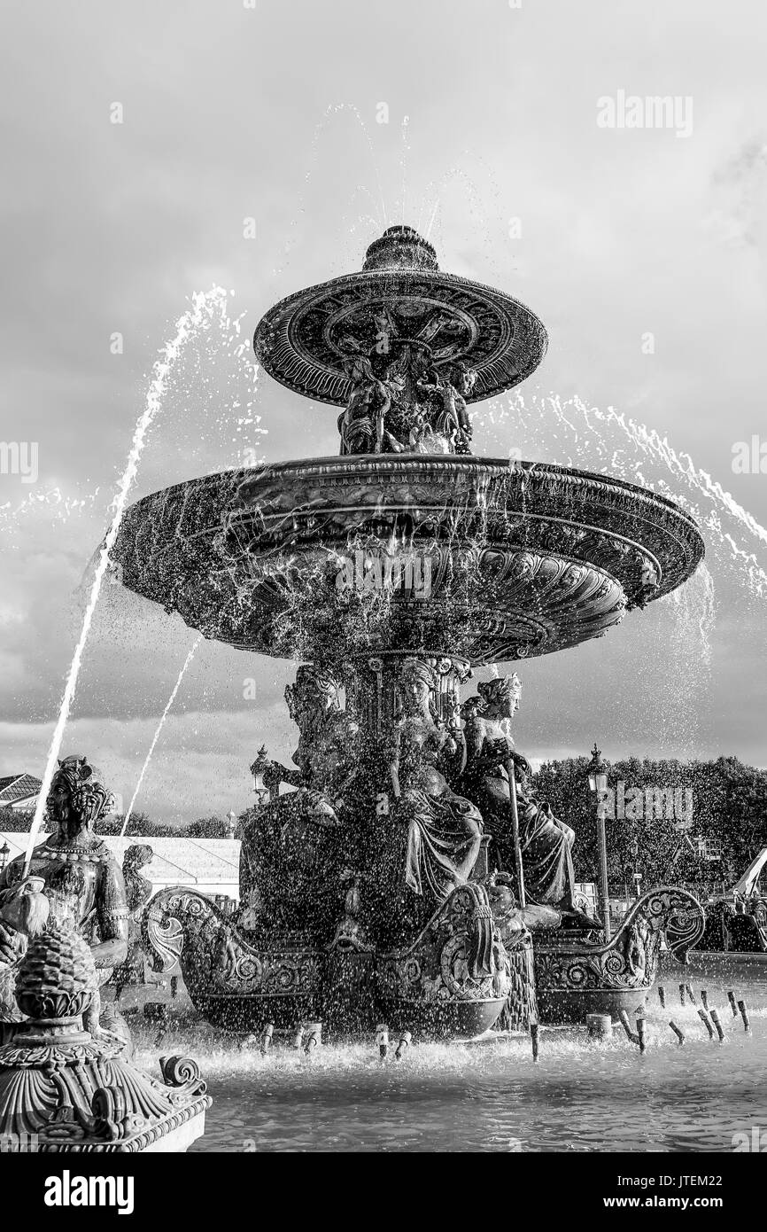 The Beautiful Concorde Square In Paris - The Famous Fountain At Obelisk 