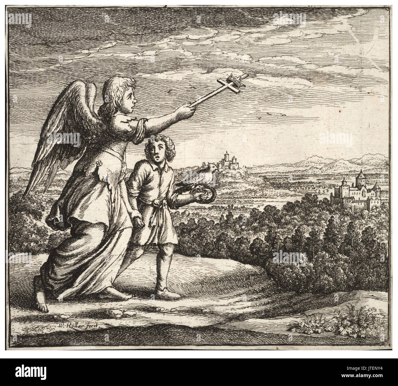 Wenceslas Hollar   The angelic guide (State 1) Stock Photo