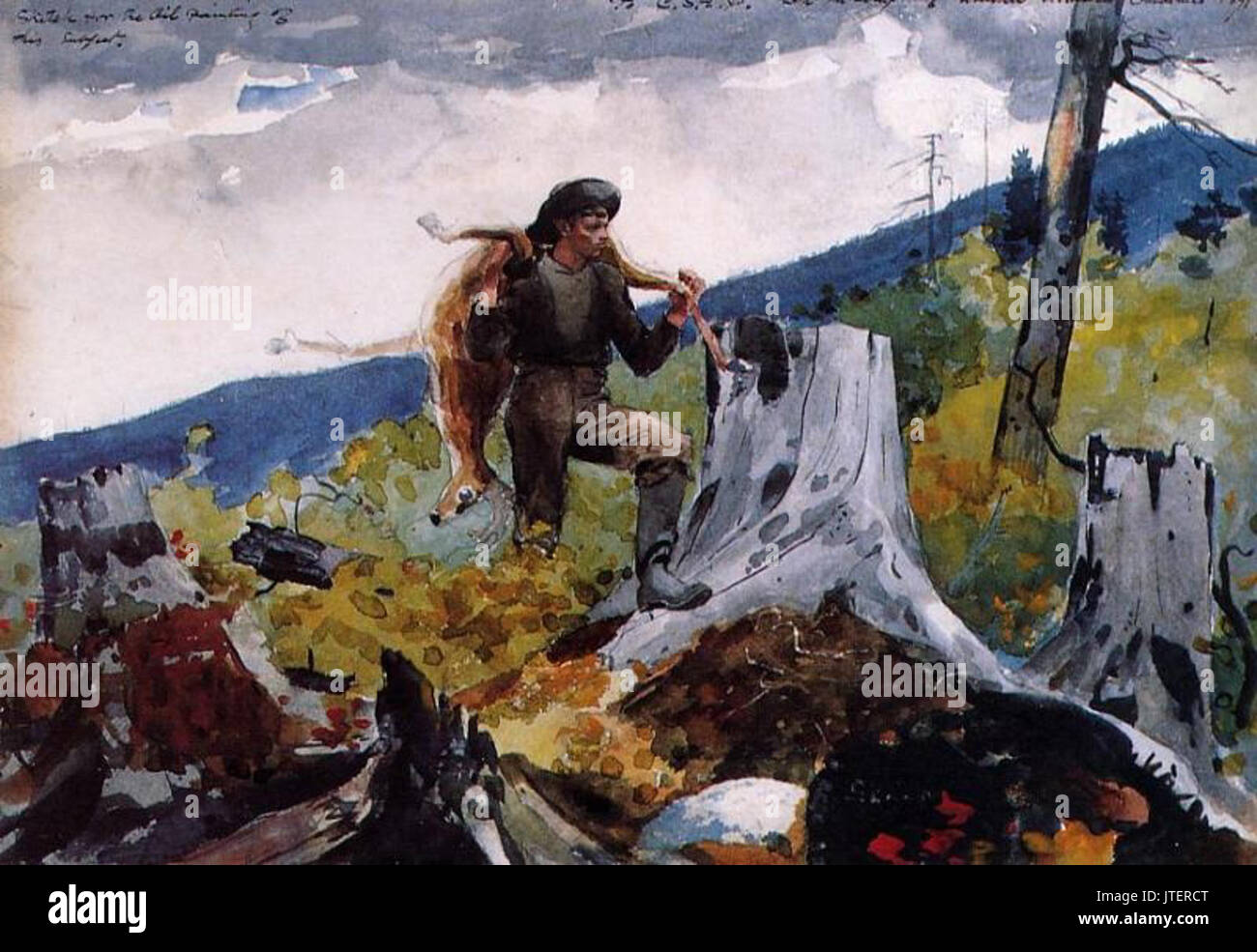 Winslow Homer Guide Carrying a Deer Stock Photo Alamy