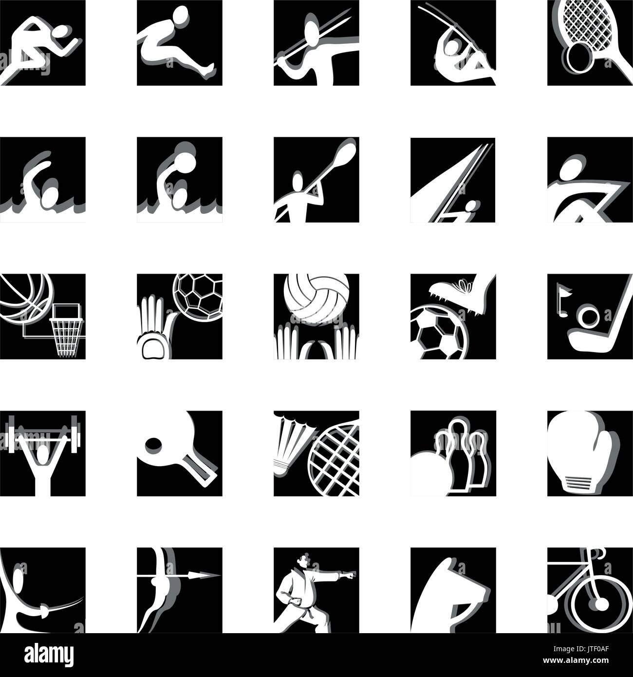 Sport Icon Set Black And White Stock Vector Image Art Alamy