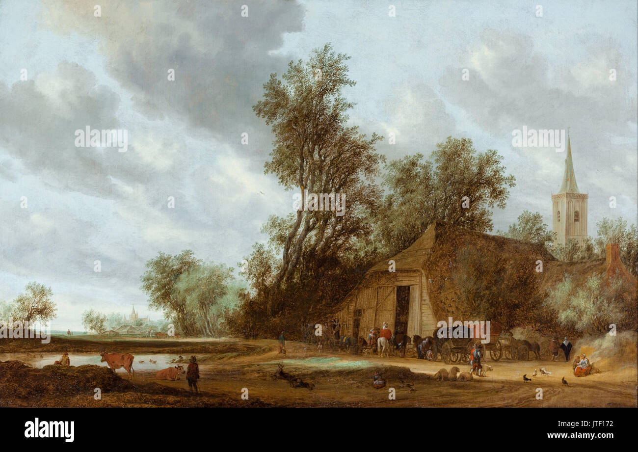 Salomon van Ruysdael The halt at the inn Stock Photo - Alamy