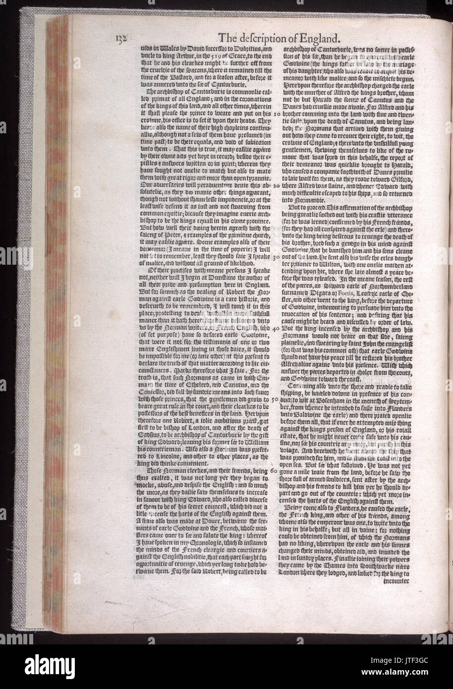 The Chronicles of England, Scotland and Ireland, Holinshed, 1587   0140 Stock Photo