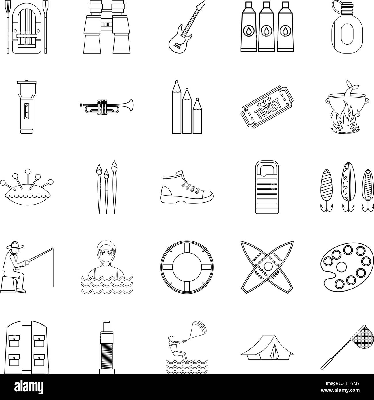 Entertainment on the water icons set outline Stock Vector Image & Art ...