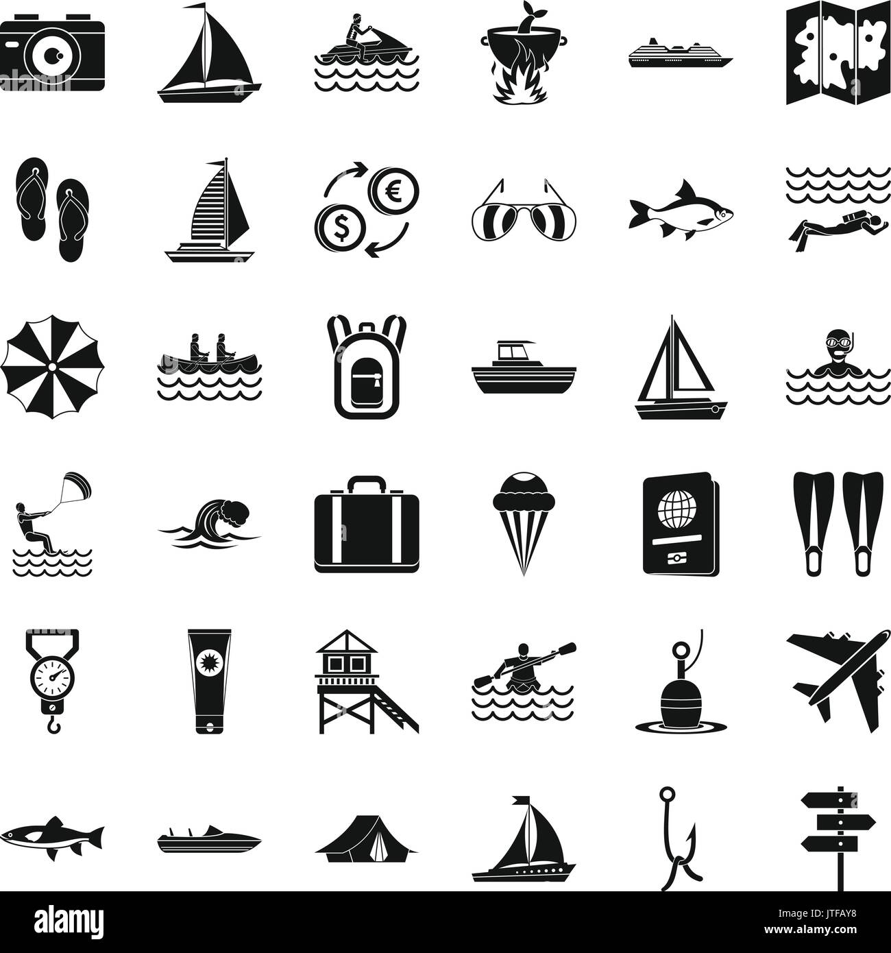 Water activity icons set, simple style Stock Vector Image & Art - Alamy