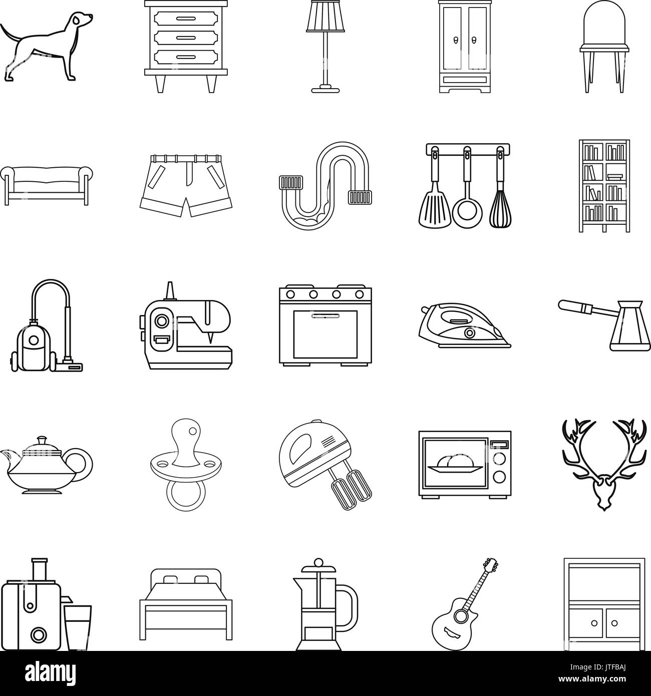 Bedroom icons set, outline style Stock Vector Image & Art - Alamy