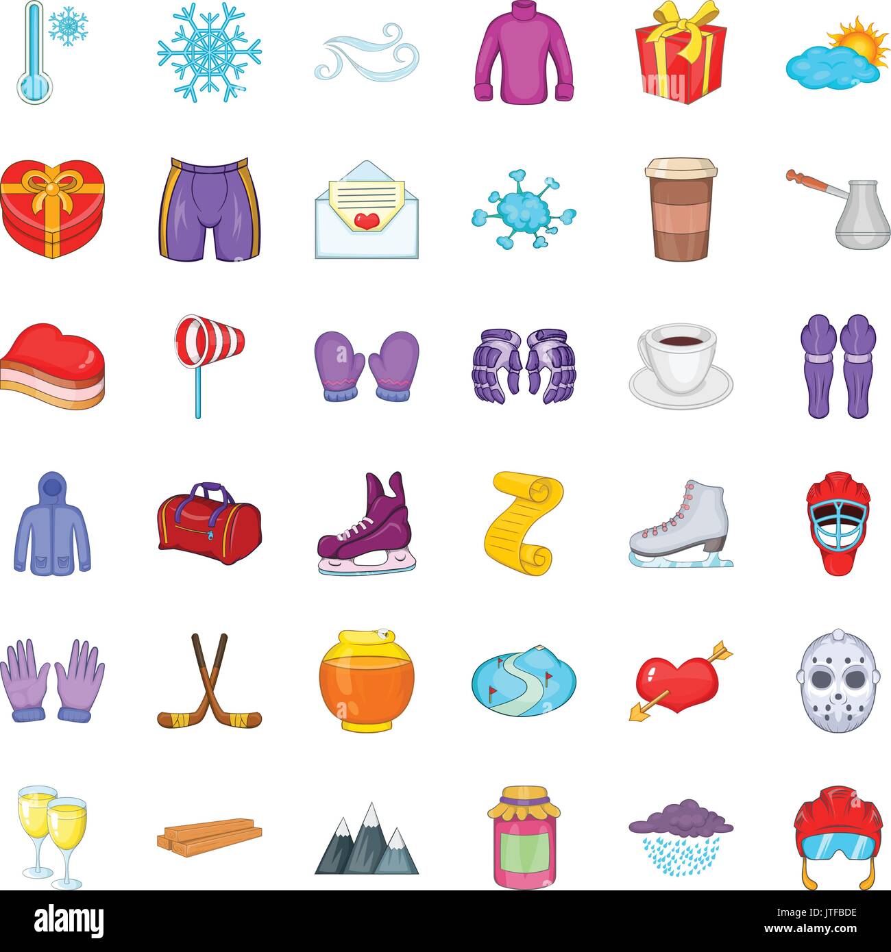 Winter season icons set, cartoon style Stock Vector Image & Art Alamy