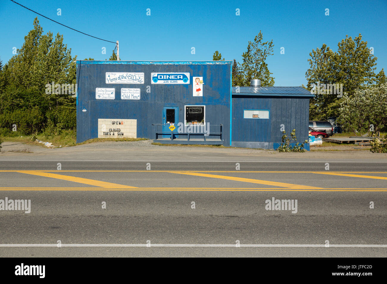 Blue Bus Diner, Restaurant, Town, Anchor Point, Kenai Peninsula, Alaska