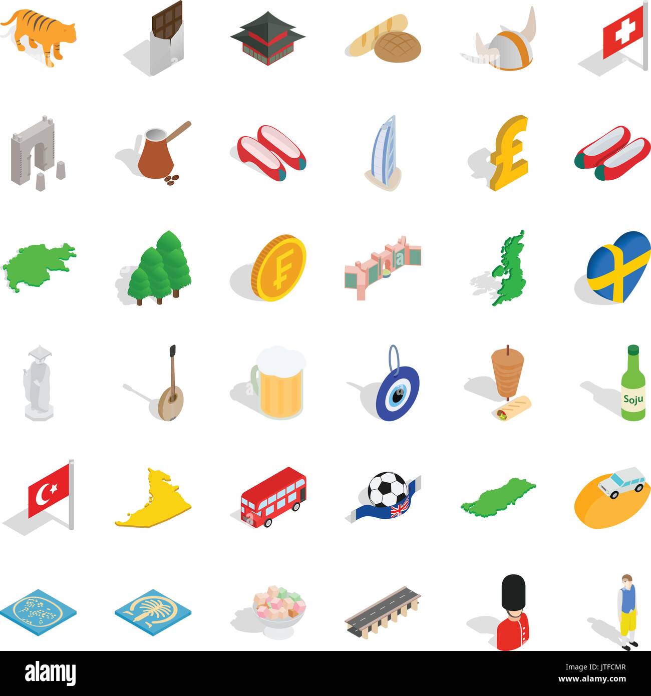 Good world icons set, isometric style Stock Vector