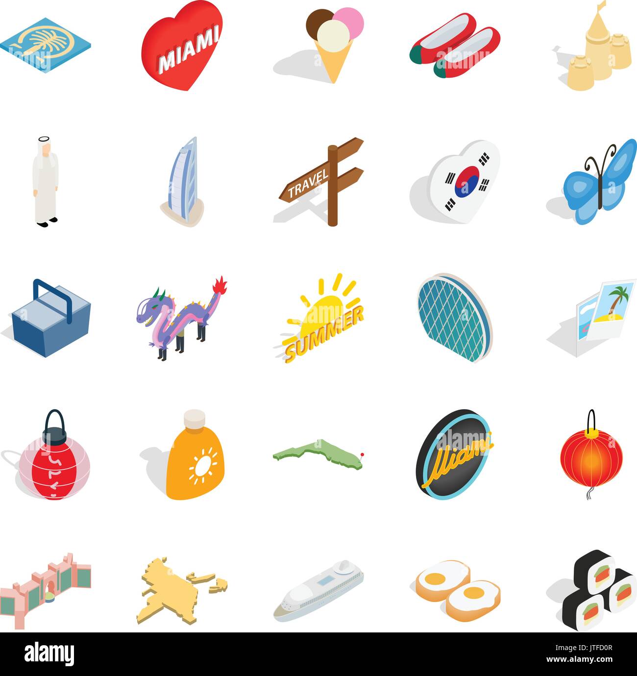 Guesthouse icons set, isometric style Stock Vector