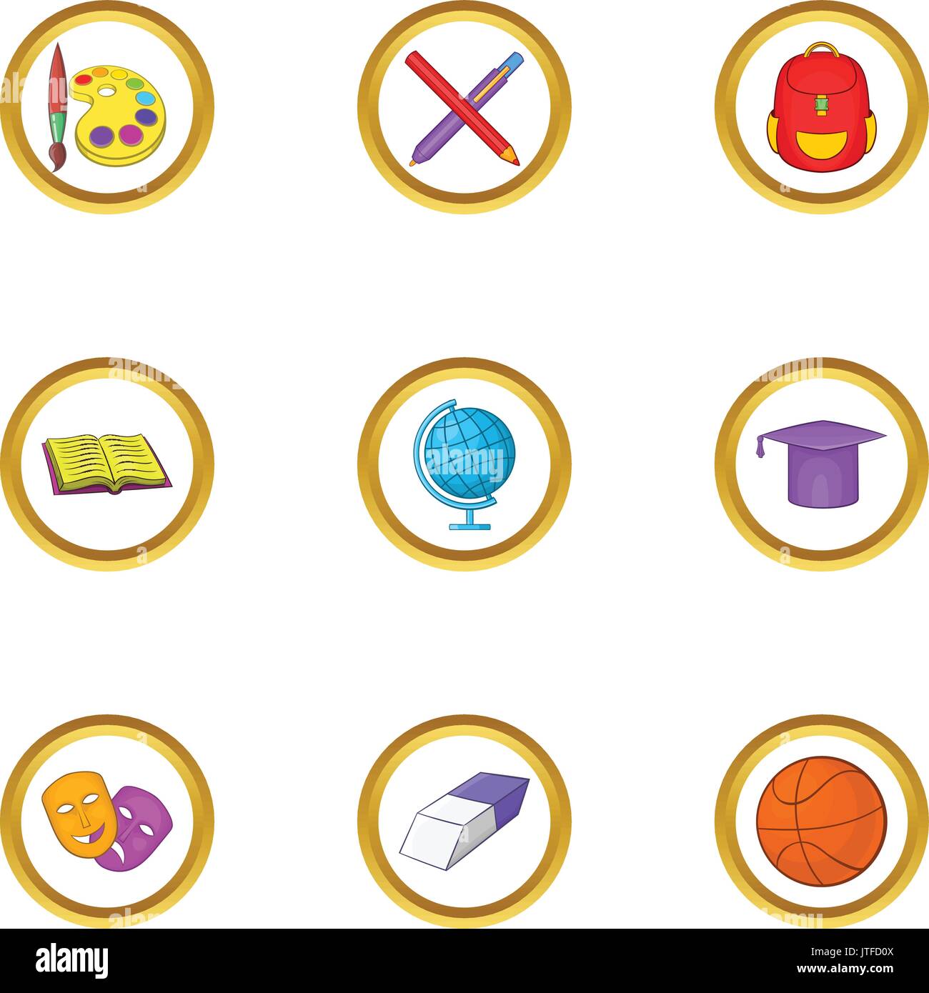Back to school icons set, cartoon style Stock Vector Image & Art - Alamy