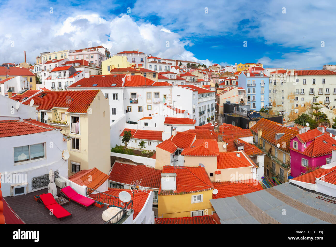 Alfama on a sunny afternoon, Lisbon, Portugal Stock Photo