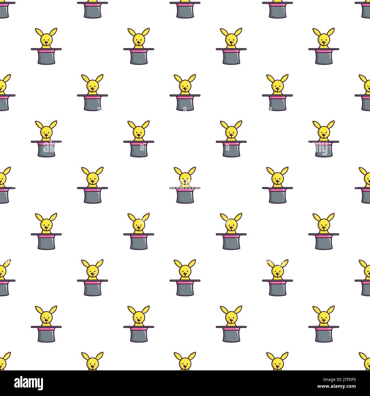 Cute bunny rabbit in magic hat pattern seamless Stock Vector