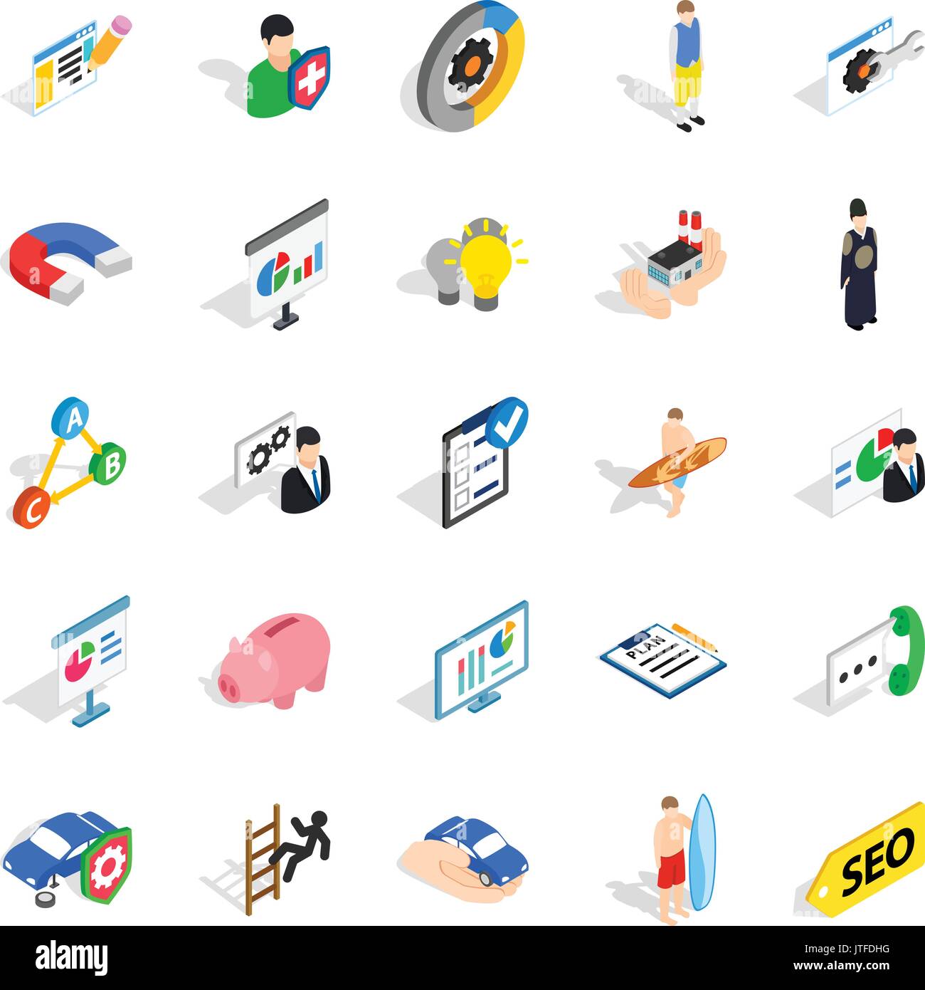 Person icons set, isometric style Stock Vector