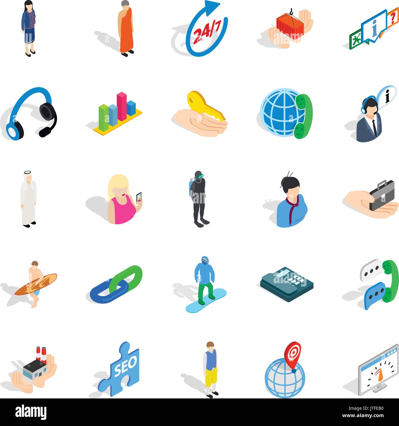Workforce icons set, isometric style Stock Vector