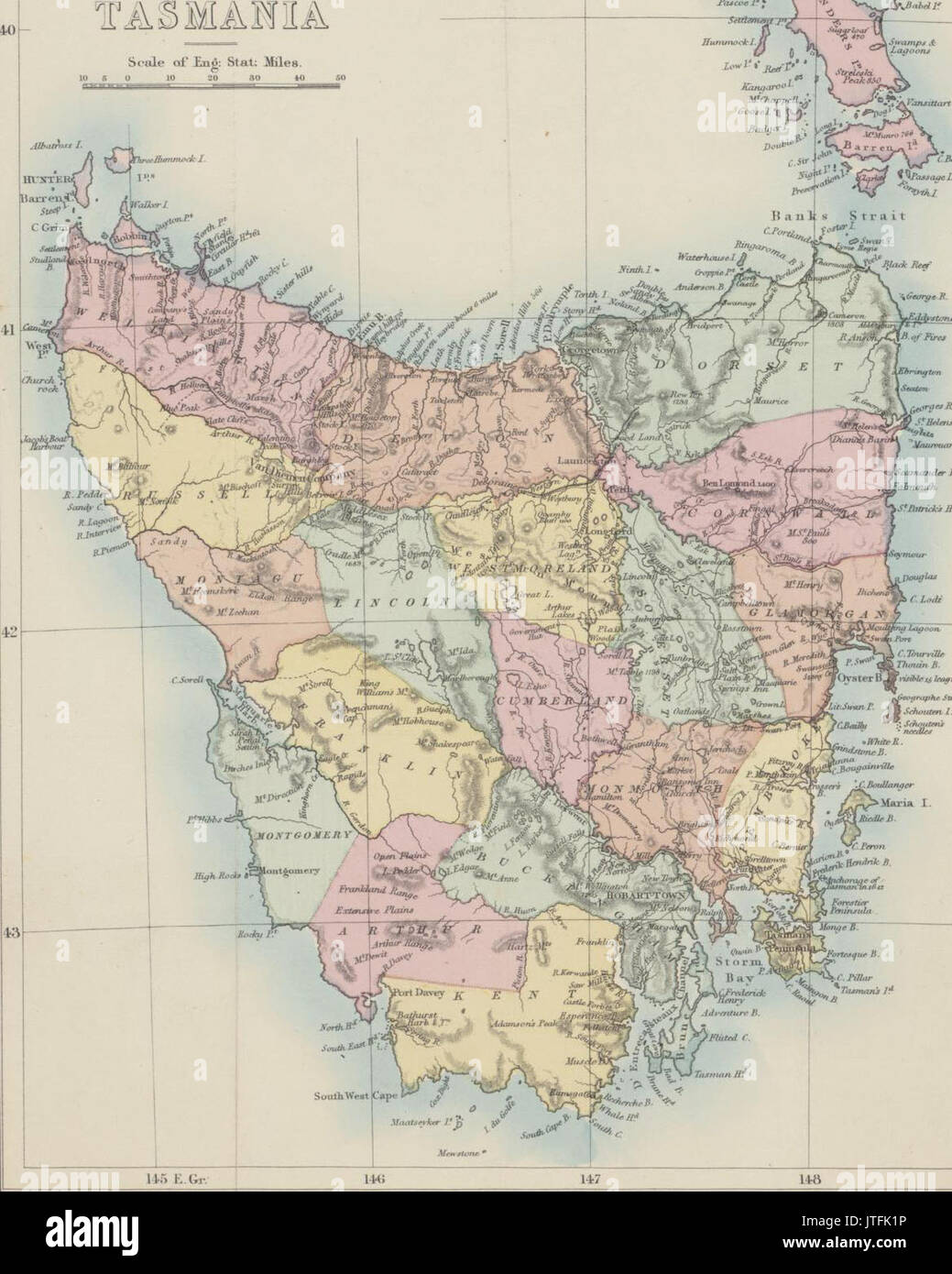 Vintage Map 1922 AUSTRALIA Victoria & Tasmania; Inset of Hobart Melbourne 