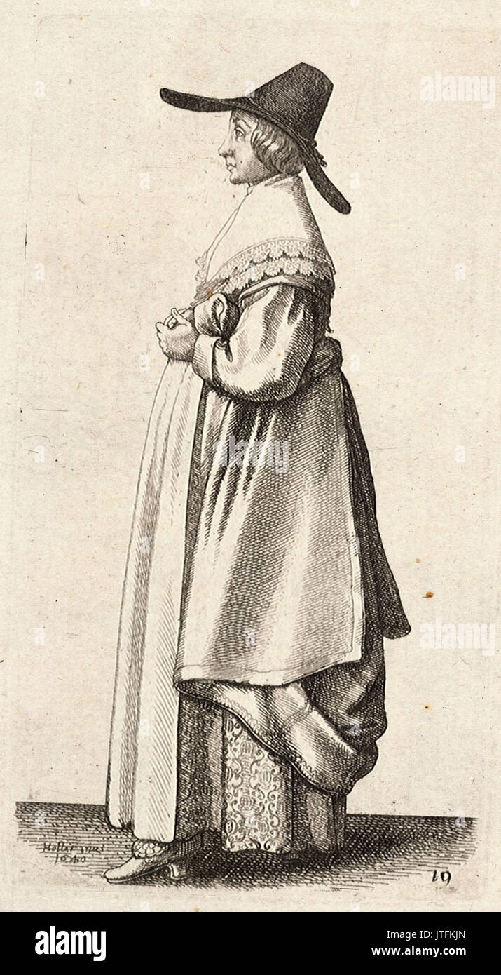 Wenceslas Hollar   Lady in wide brimmed hat and brocaded underskirt (State 1) Stock Photo