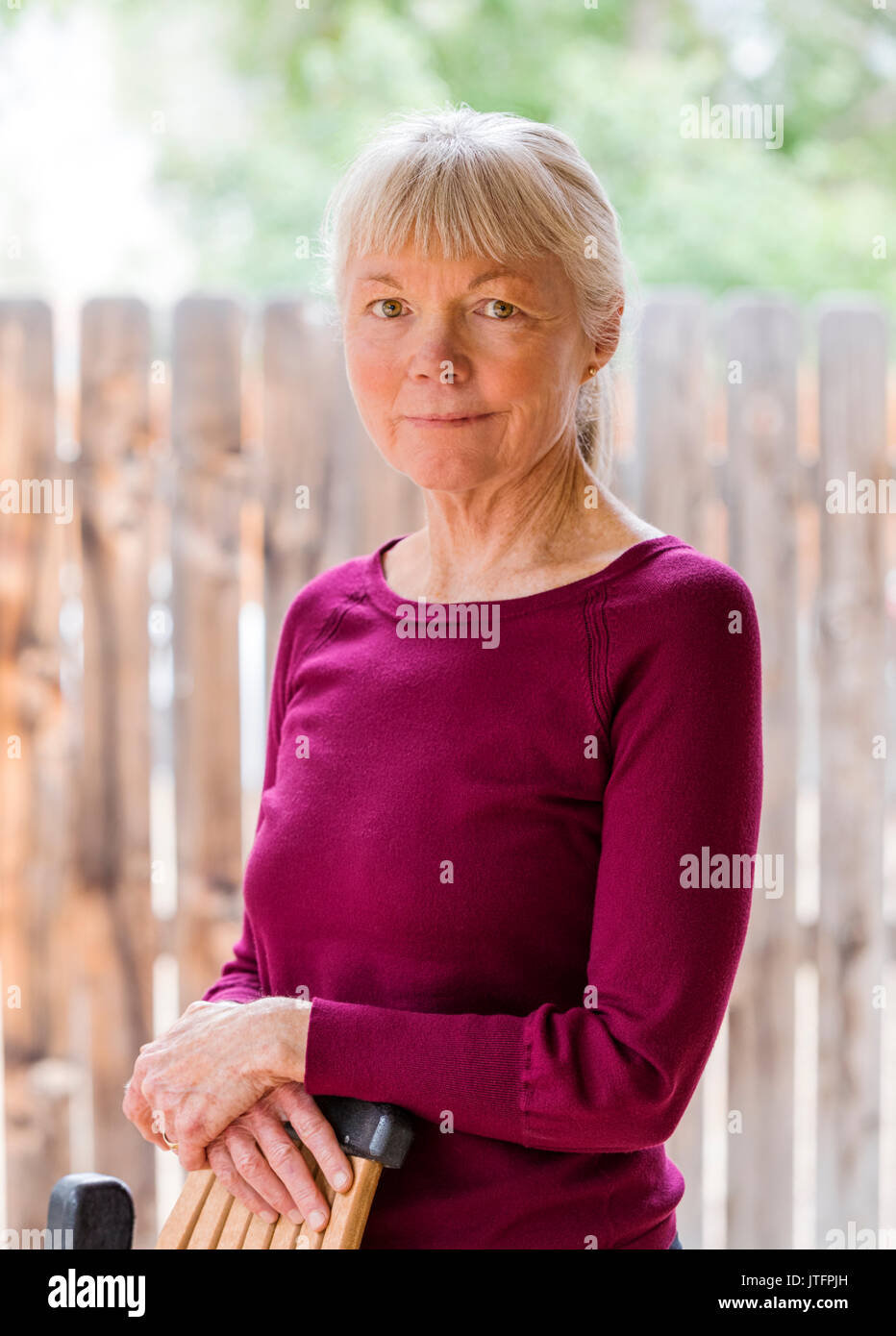 Outdoor portrait of senior female USA Stock Photo