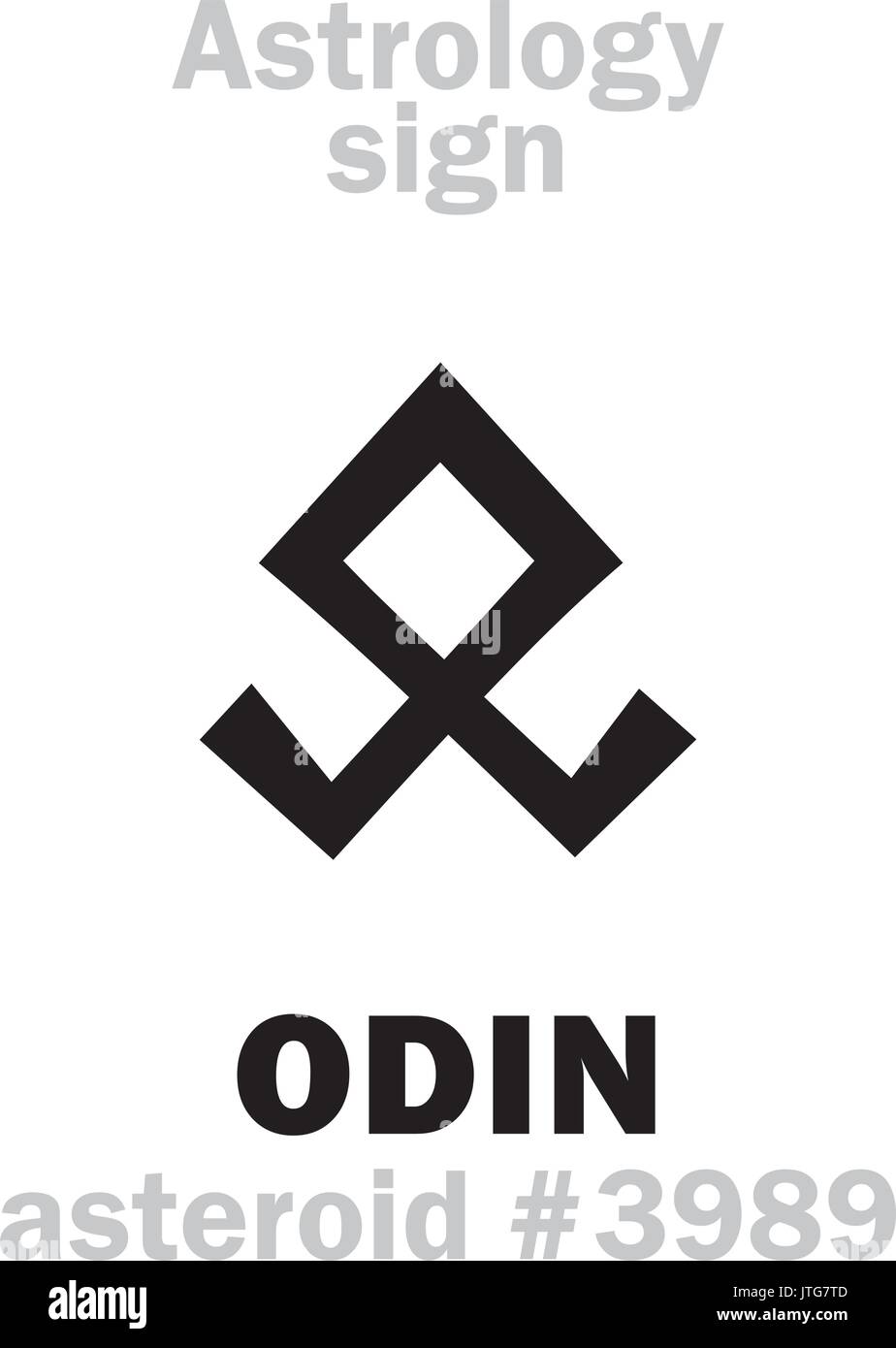 Astrology Alphabet: ODIN (Woden), asteroid #3989. Hieroglyphics character sign (single symbol). Stock Vector