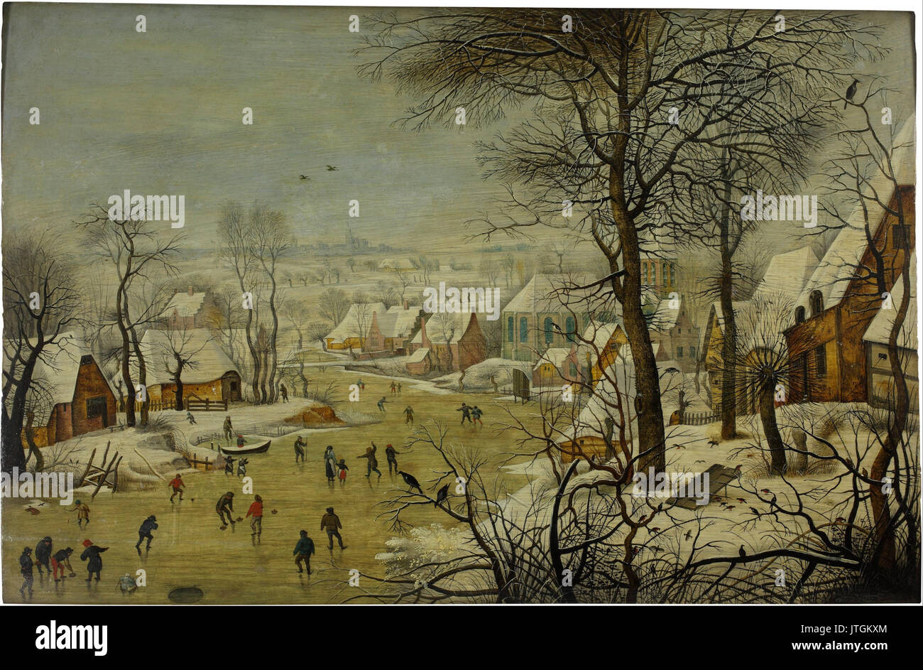 Pieter Brueghel the Younger   Winter landscape with a bird trap Stock Photo