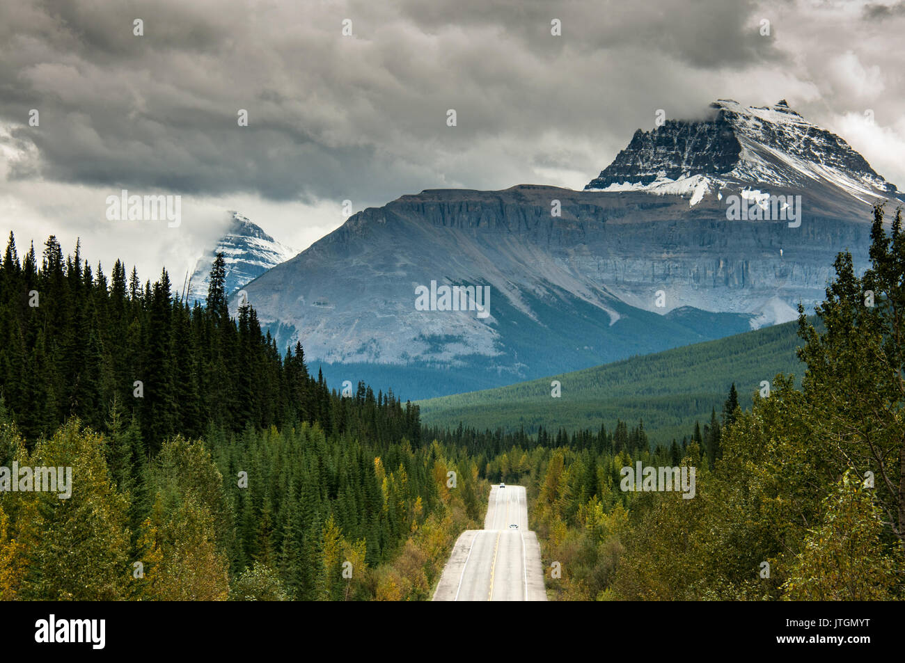 Mountain Road in Banff, Alberta, Canada Stock Photo