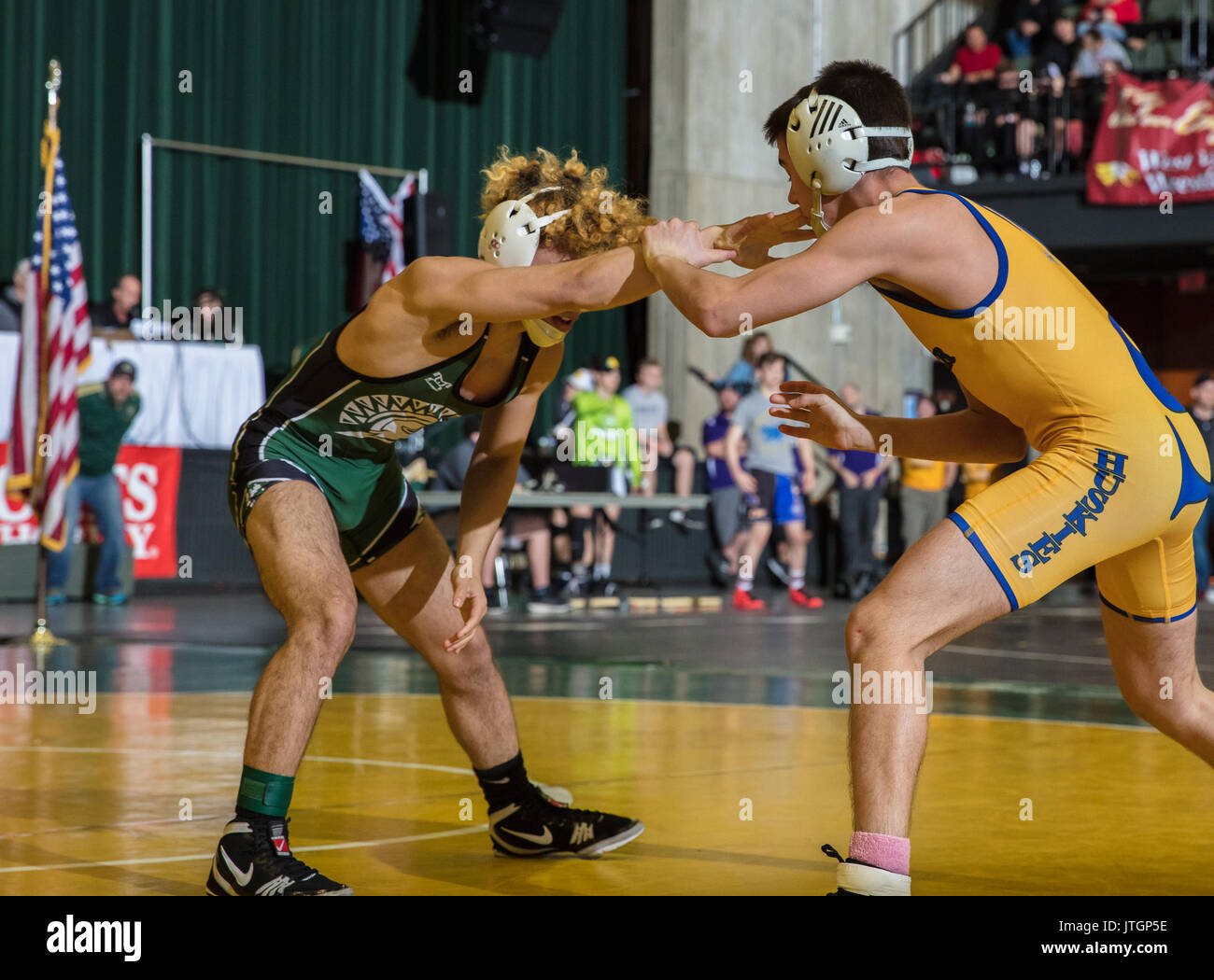 Wrestling action at the Masters Tournament in Redding, California Stock
