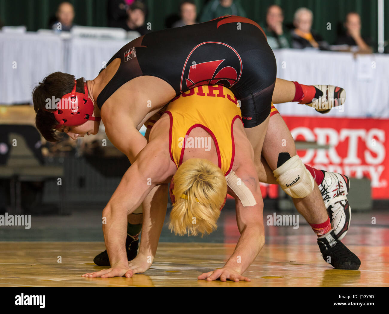 Wrestling action at the Masters Tournament in Redding, California Stock