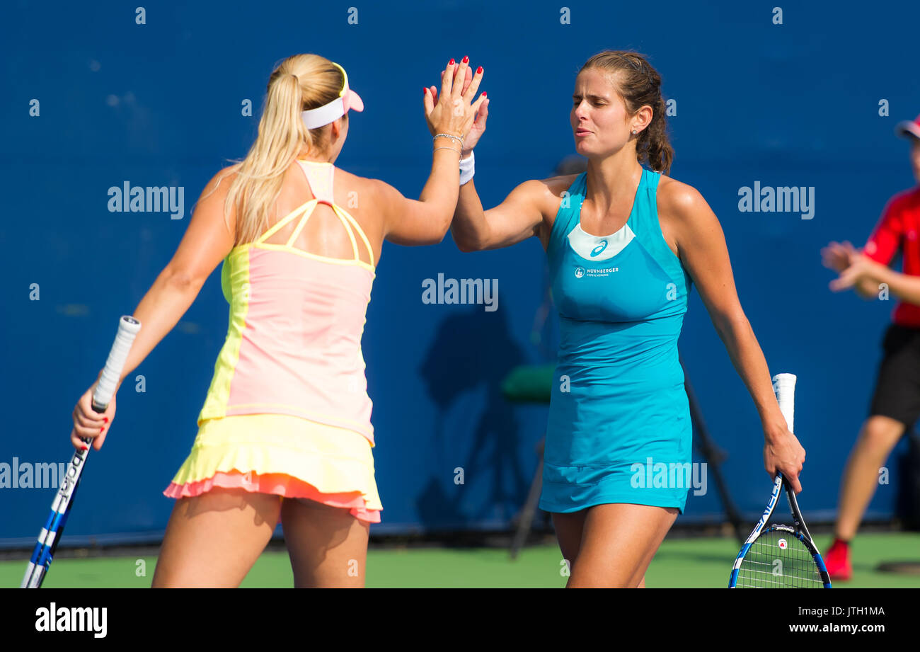 Toronto, Canada. 8 August, 2017. Julia Goerges of Germany & Olga Savchuk of the Ukraine at the 2017 Rogers Cup WTA Premier 5 tennis tournament © Jimmie48 Photography/Alamy Live News Stock Photo