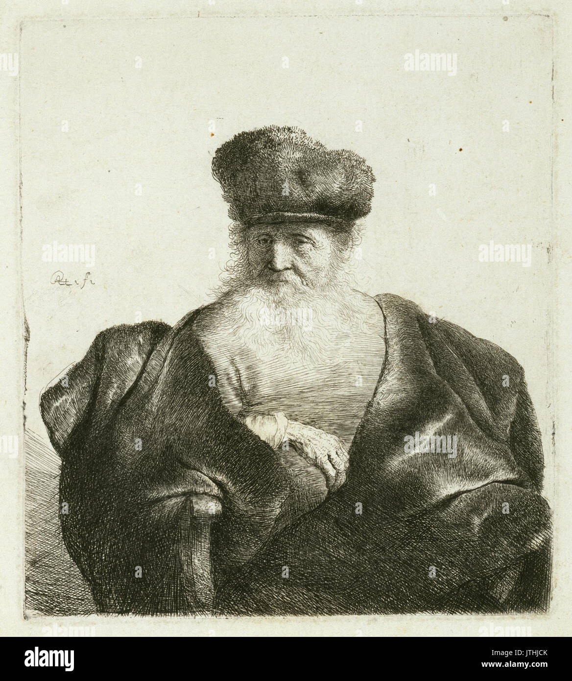 Rembrandt van Rijn An Old Man with a Beard, Fur Cap, and Velvet Cloak ...