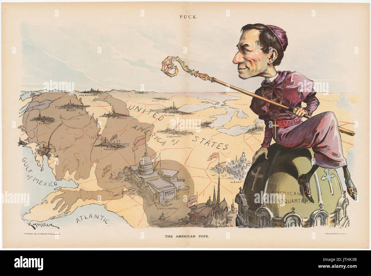 Udo J.,Keppler The American Pope 1894 Cornell CUL PJM 1118 01 Stock Photo