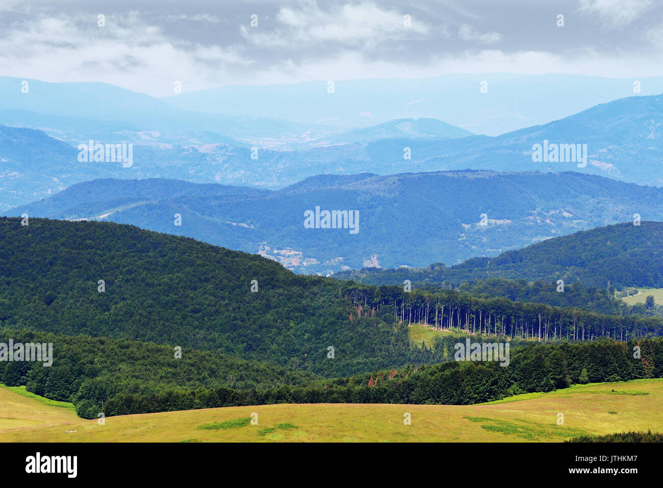 Beautiful view on ridges of Carpathian Mountains, Ukraine Stock Photo
