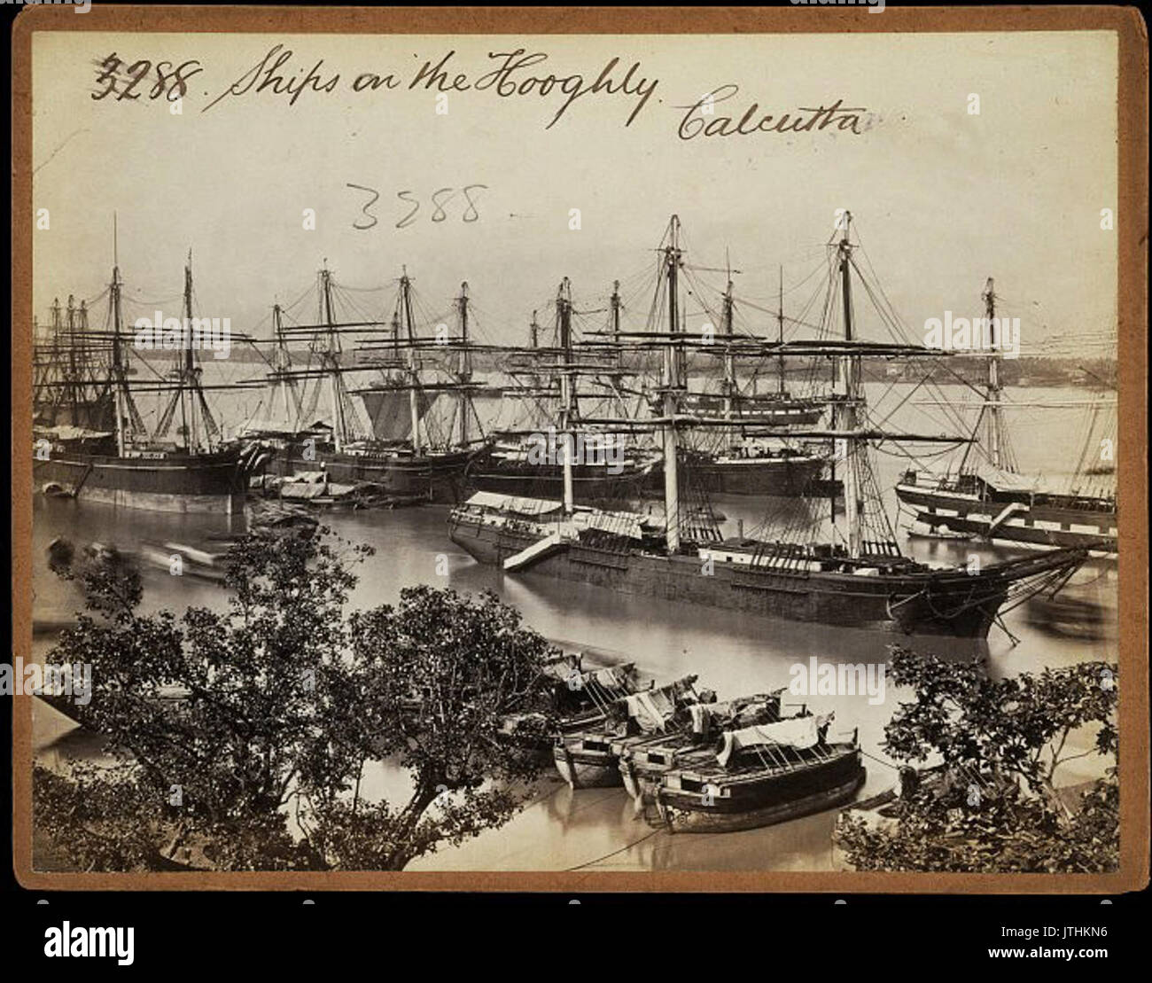 Ships on the Hooghly in Calcutta by Francis Frith Stock Photo