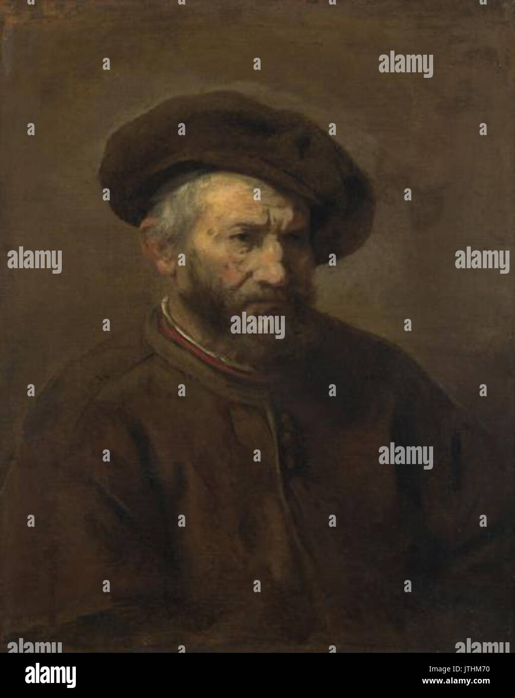 Rembrandt Half figure of a Bearded Man with Beret Stock Photo