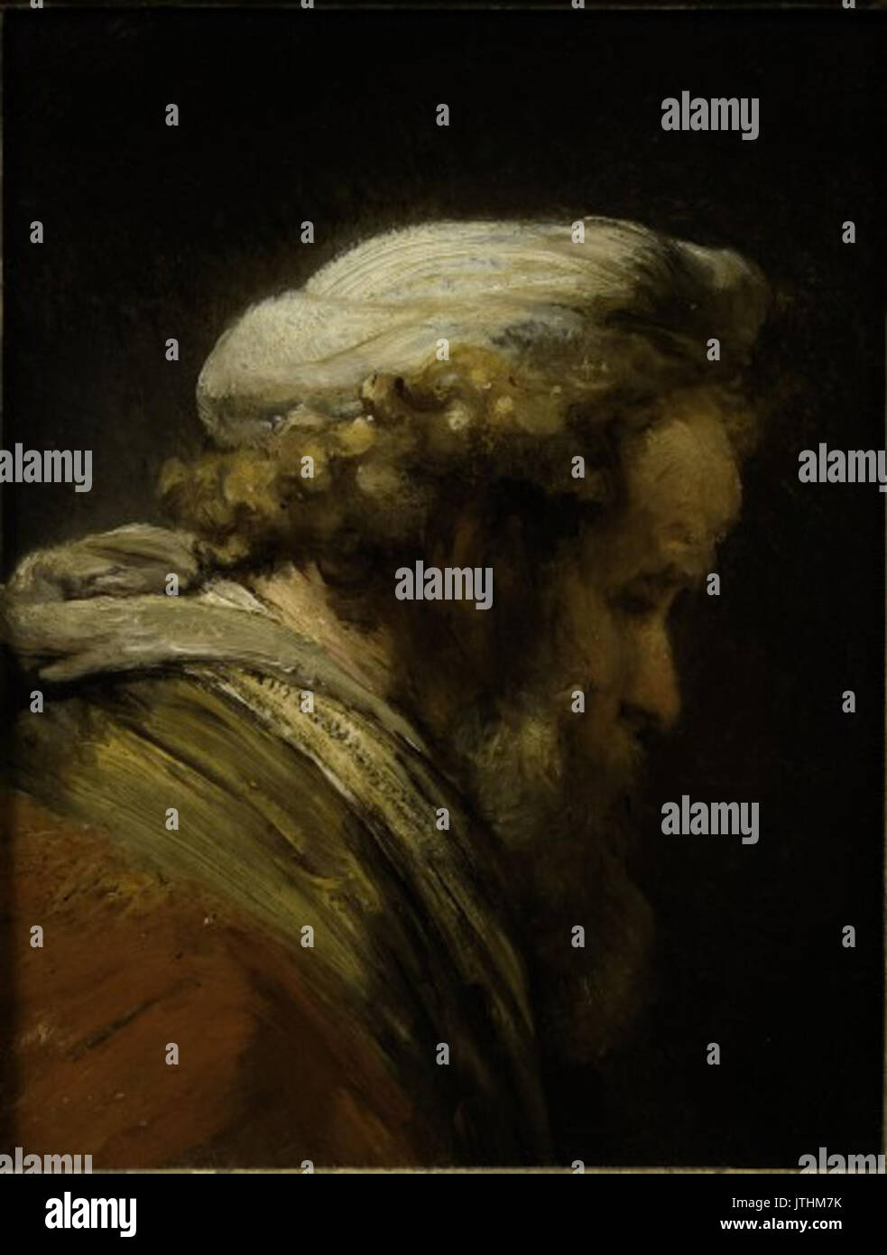 Rembrandt Lighting Study of an Old Man in Profile Stock Photo - Alamy