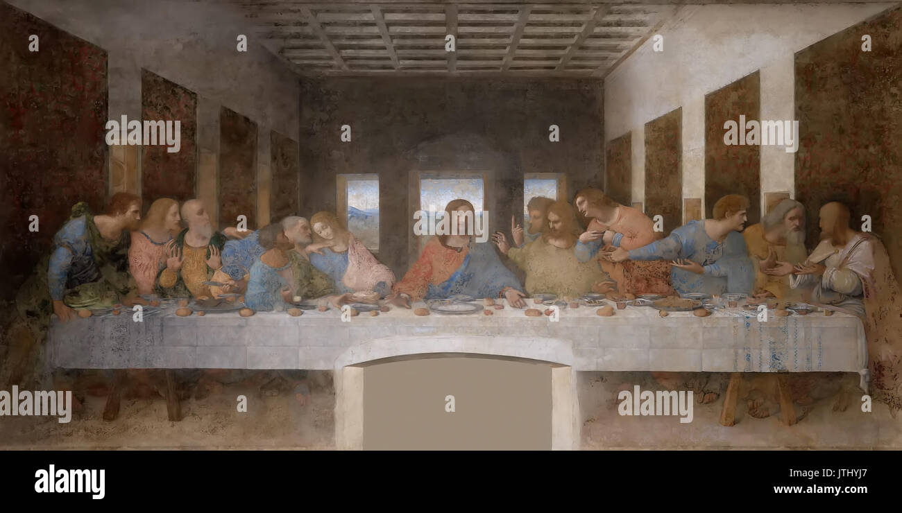 The Last Supper Leonardo Da Vinci High Resolution size 32x16 Stock Photo