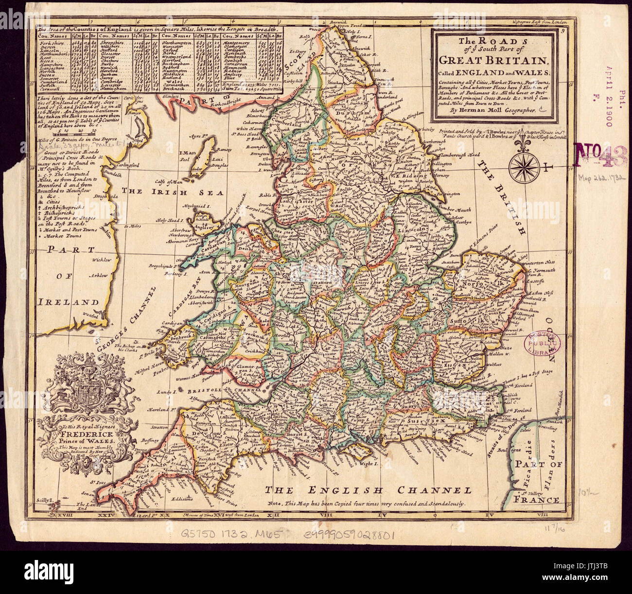 The roads of ye south part of Great Britain, called England and Wales, containing all ye cities, market towns, post towns, boroughs  and whatever places have ye election of members of parliament &c. (5385394216) Stock Photo