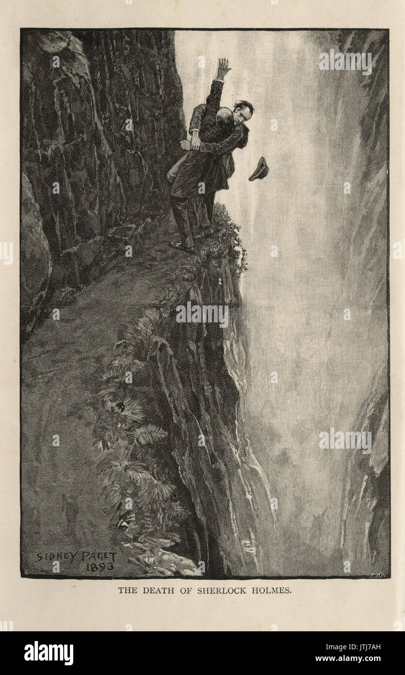 Sherlock Holmes and Professor Moriarty at the Reichenbach Falls Stock Photo Alamy