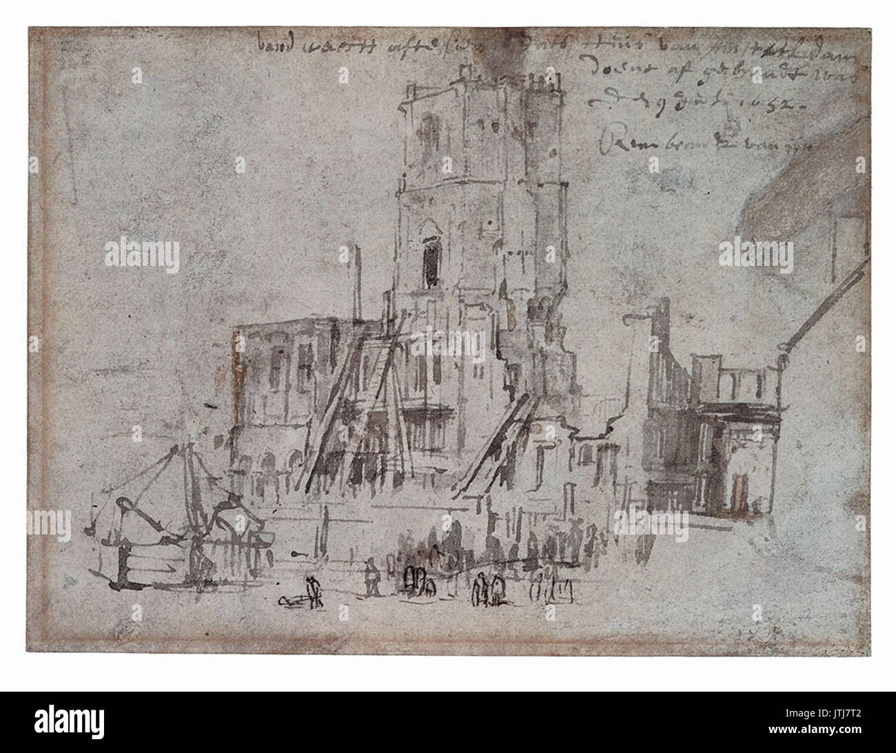 Rembrandt The Ruins of the Old City Hall in Amsterdam (After the Fire) Stock Photo