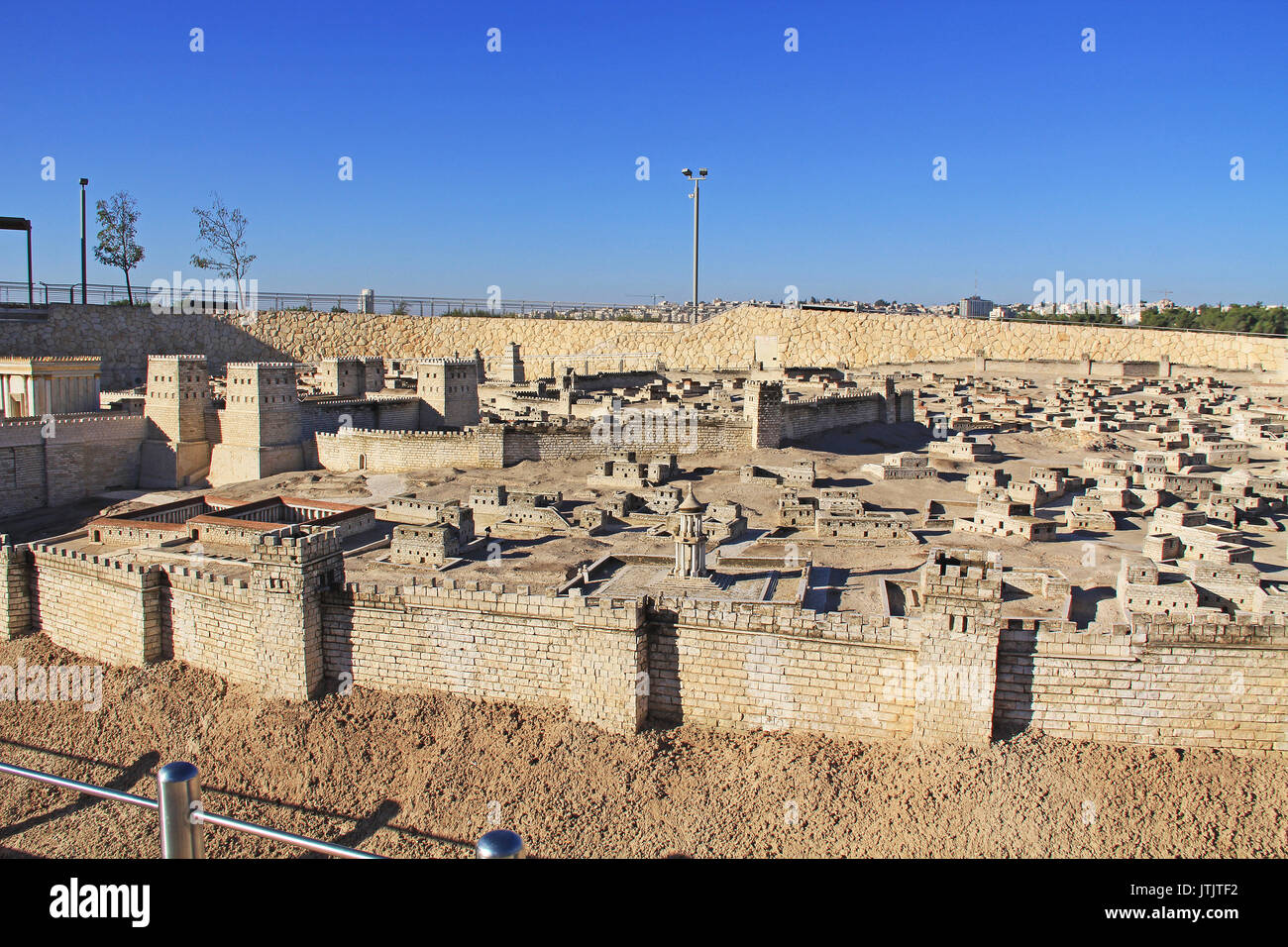Model of ancient Jerusalem at the time of the second temple.  Including the Temple Mount, Antonia Fortress, Sheeps Pool or Pool of Bethesda and Market Stock Photo