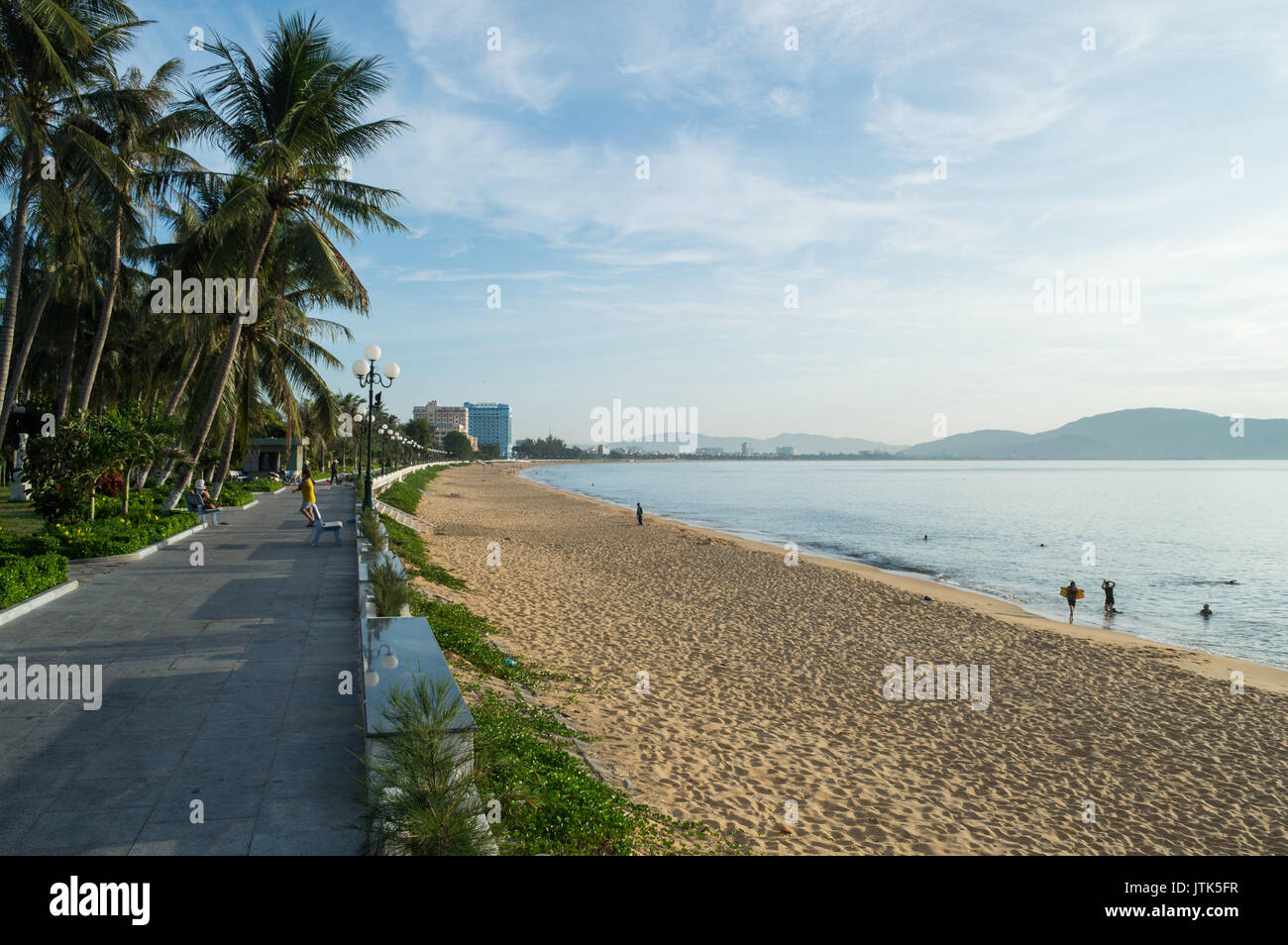 Beach and Promenade, Qui Nhơn, Vietnam Stock Photo