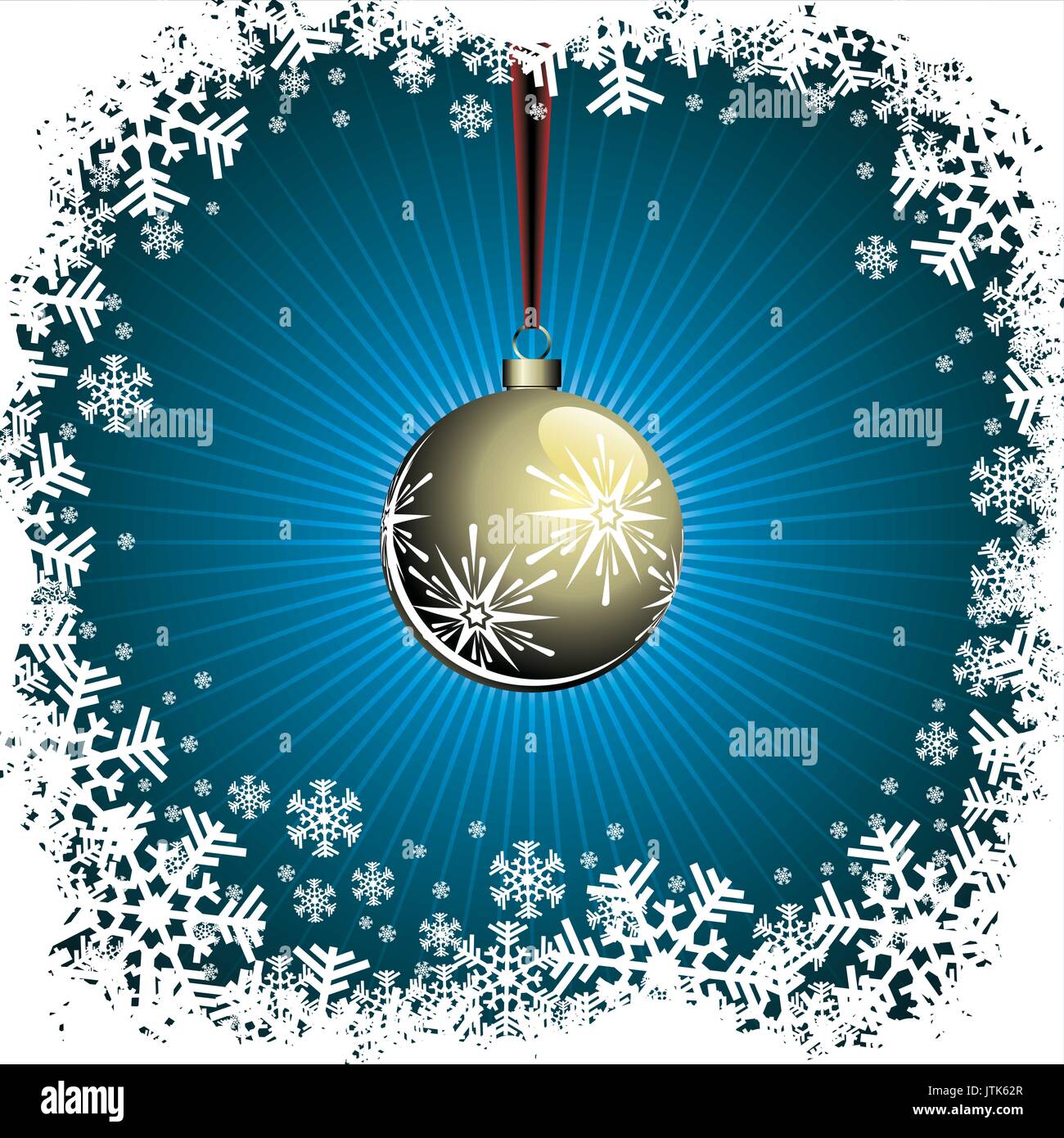 Christmas illustration with gold ball on blue background Stock Vector ...