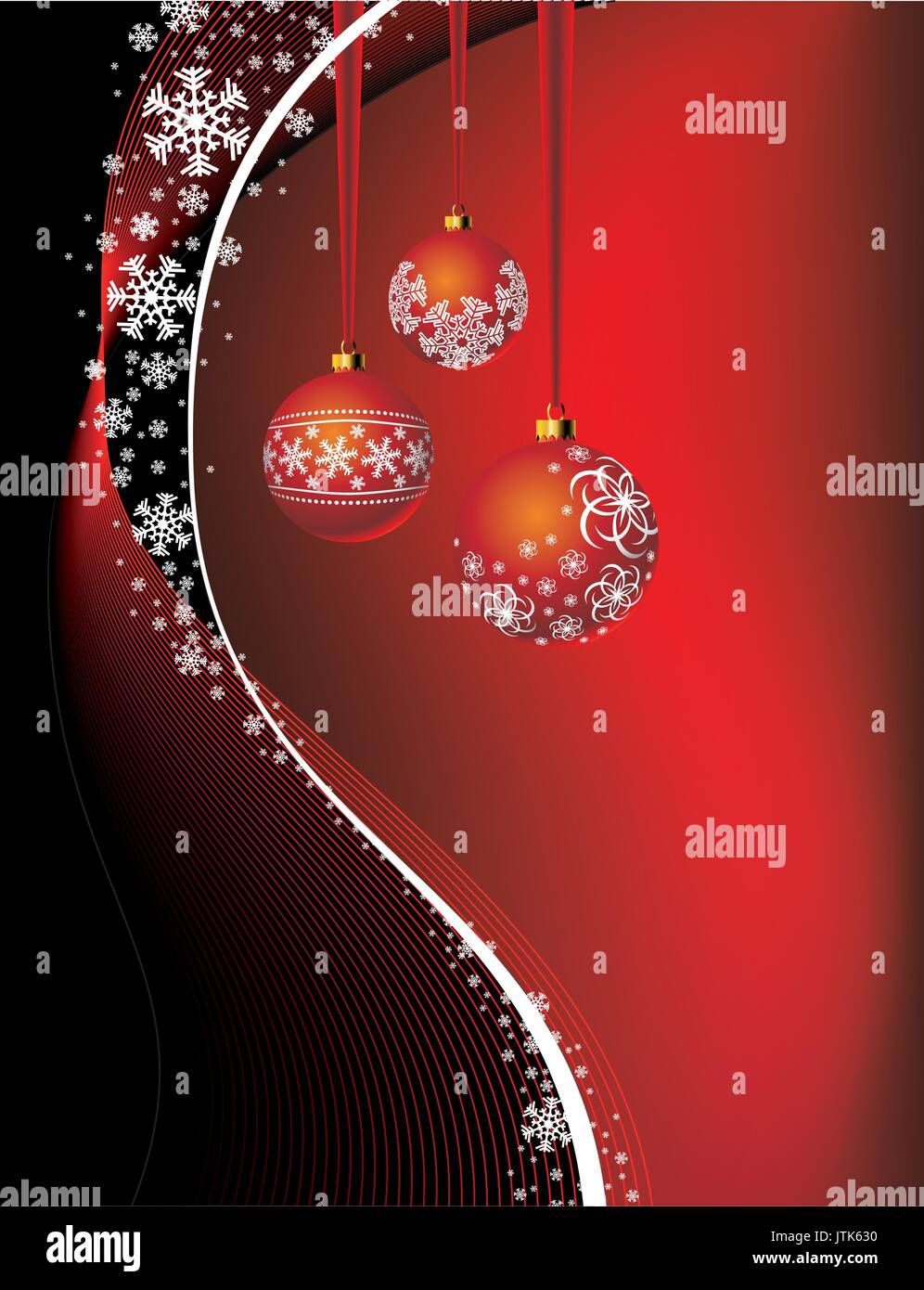 Christmas illustration with red ball and snowflakes Stock Vector Image ...