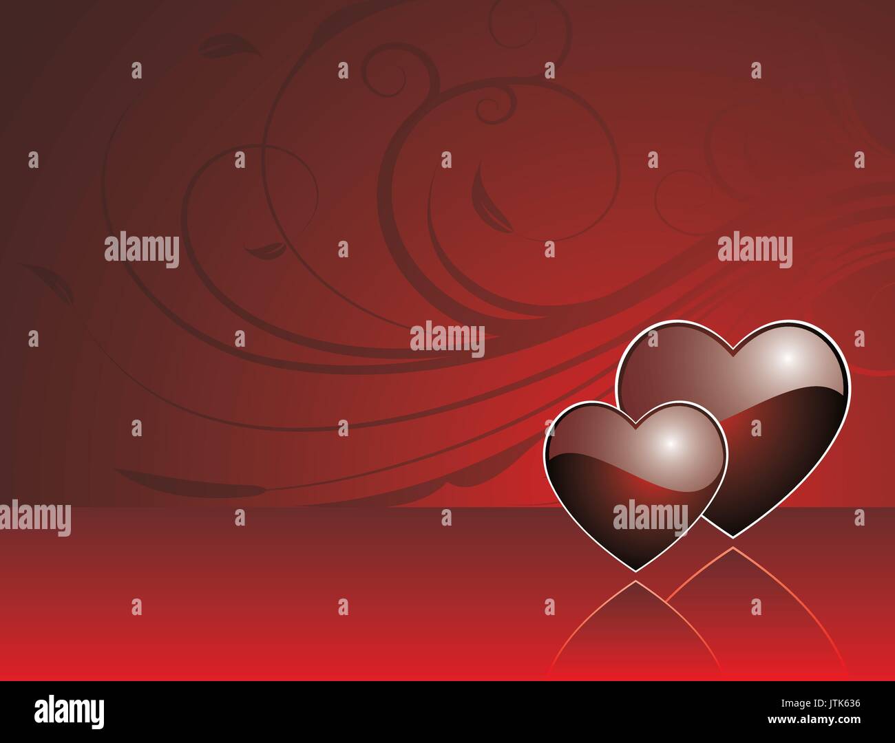 Valentine's day illustration with glossy red hearts Stock Vector Image ...