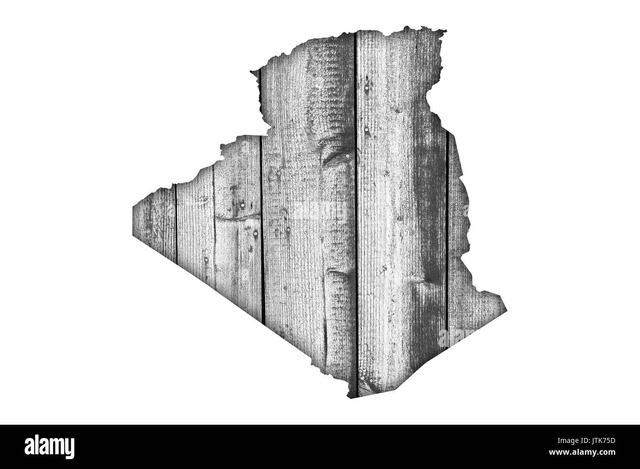 Map of Algeria on weathered wood Stock Photo - Alamy