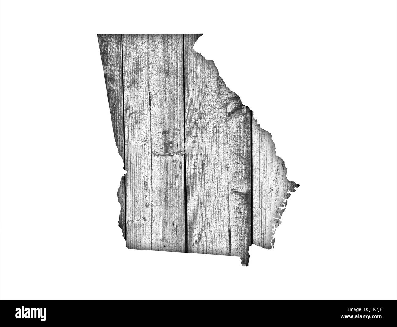 Map of Georgia on weathered wood Stock Photo - Alamy