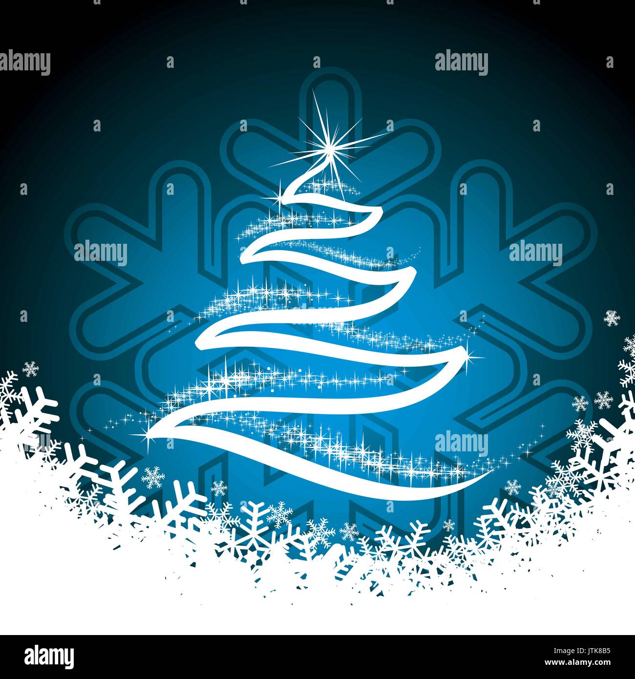 Vector holiday illustration with shiny abstract Christmas tree on blue ...