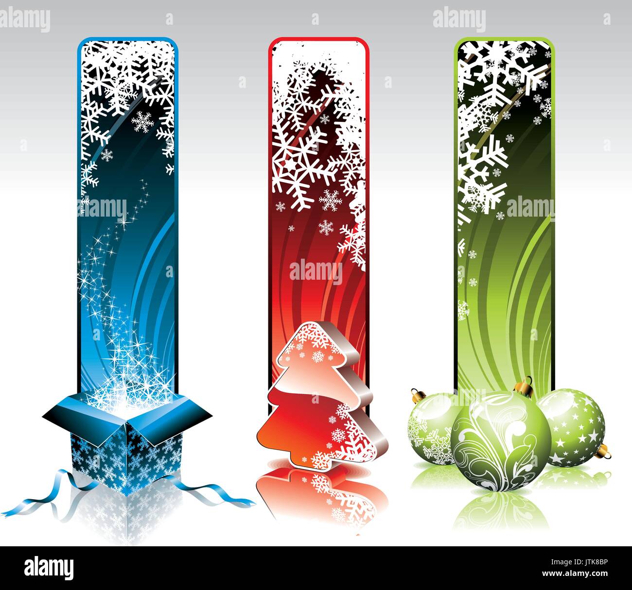 Vector Christmas illustration with three different vertical banners on ...