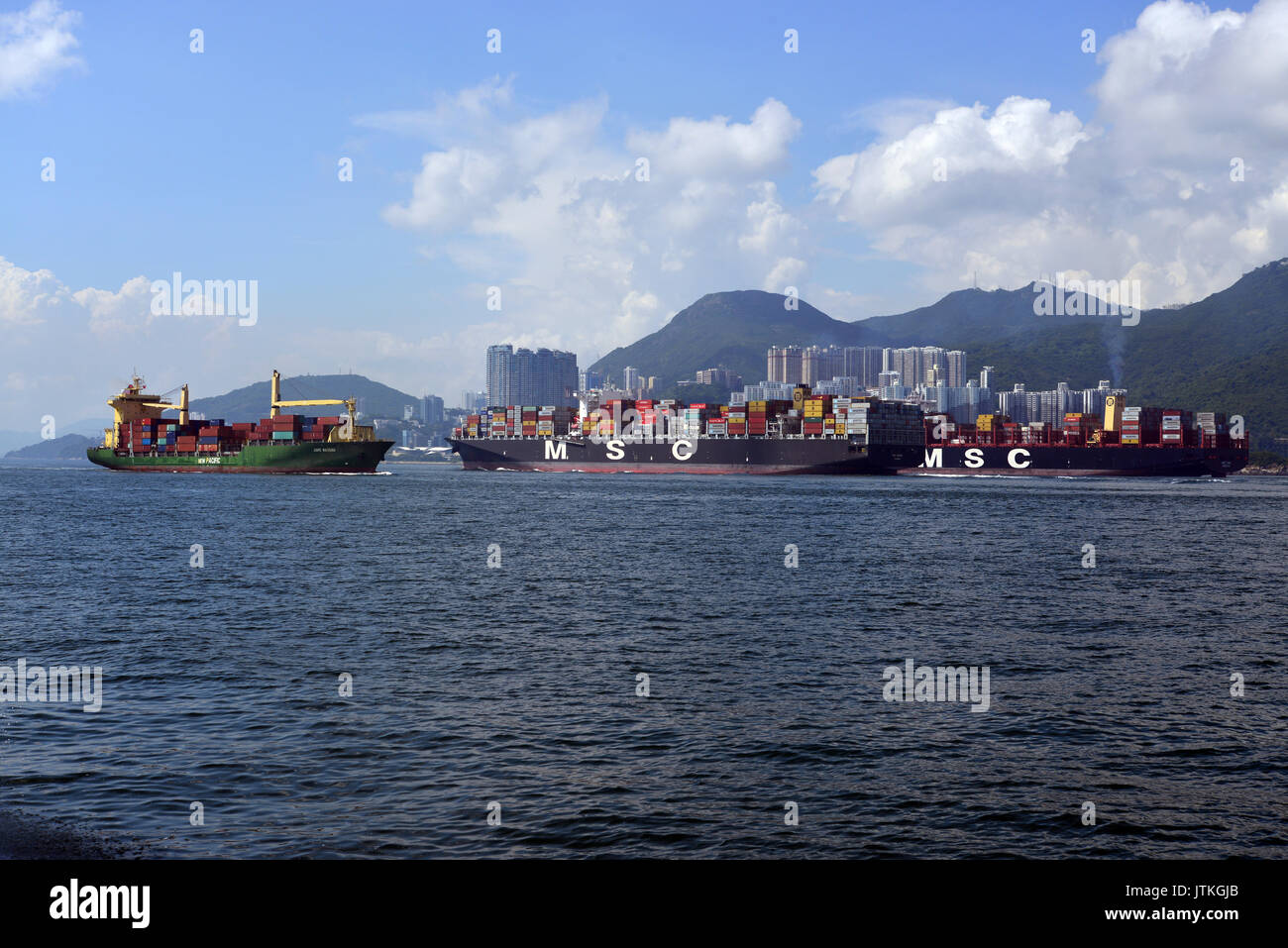 China, Hong Kong, Shipping, Container Ship Traffic Stock Photo Alamy