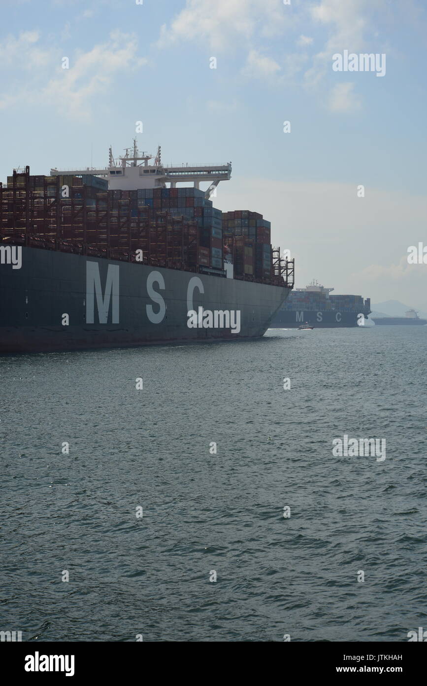 Container Vessel Traffic China, Hong Kong, Shipping, Container Ship Traffic Stock Photo - Alamy