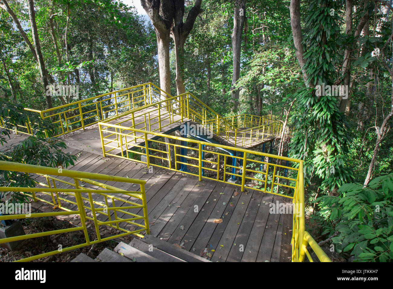 Walkway through rain forest at Kilometer Zero Pulau Weh, the northernmost point of Indonesia Stock Photo