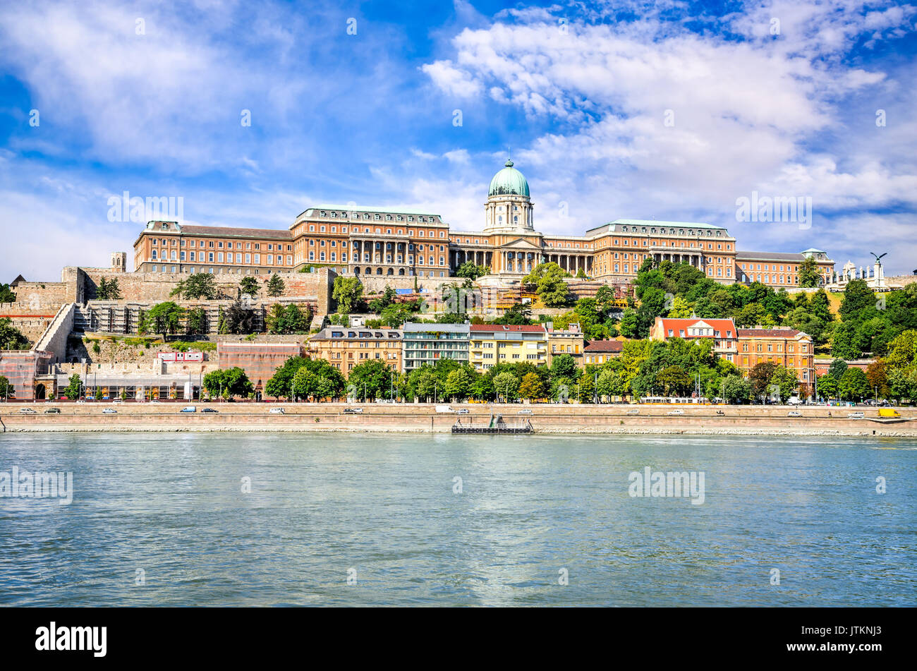 Budapest, Hungary - Buda Castle or Royal Palace of Buda, built on the southern Castle Hill in 1265AD and Danube River. Stock Photo